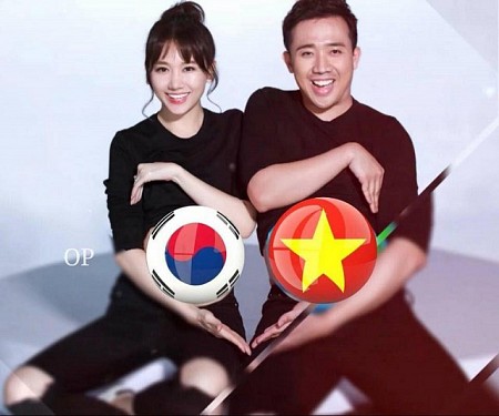Gia đình Hàn – Việt: Trấn Thành với Hari Won chia phe cổ vũ bán kết ASIAD 2018
