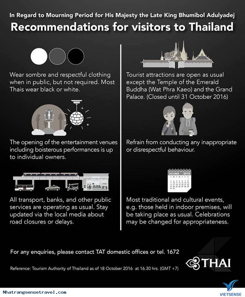 Lưu Ý khi đến Thái Lan Trong Thời Gian Để Tang Đức Vua - Ảnh 1